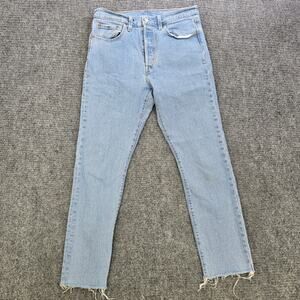 Levi's 501 Jeans Women's 29x28 Blue Straight Raw Hem Stretch